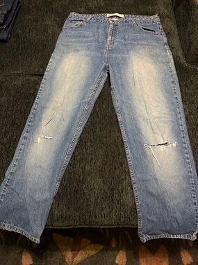Route 66 Light Wash Distressed Straight Leg Jeans